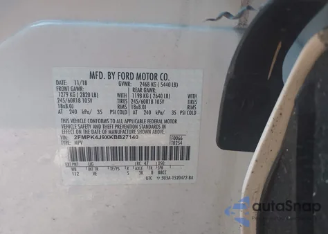 2019 Ford Edge Sel from USA, damaged, VIN 2FMPK4J9XKBB27140